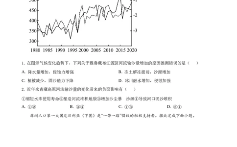 湖南省长沙大学附属中学2024-2025学年高二下学期6月月考地理试题（原卷版）_2025年6月_250627湖南省长沙大学附属中学2024-2025学年高二下学期6月月考