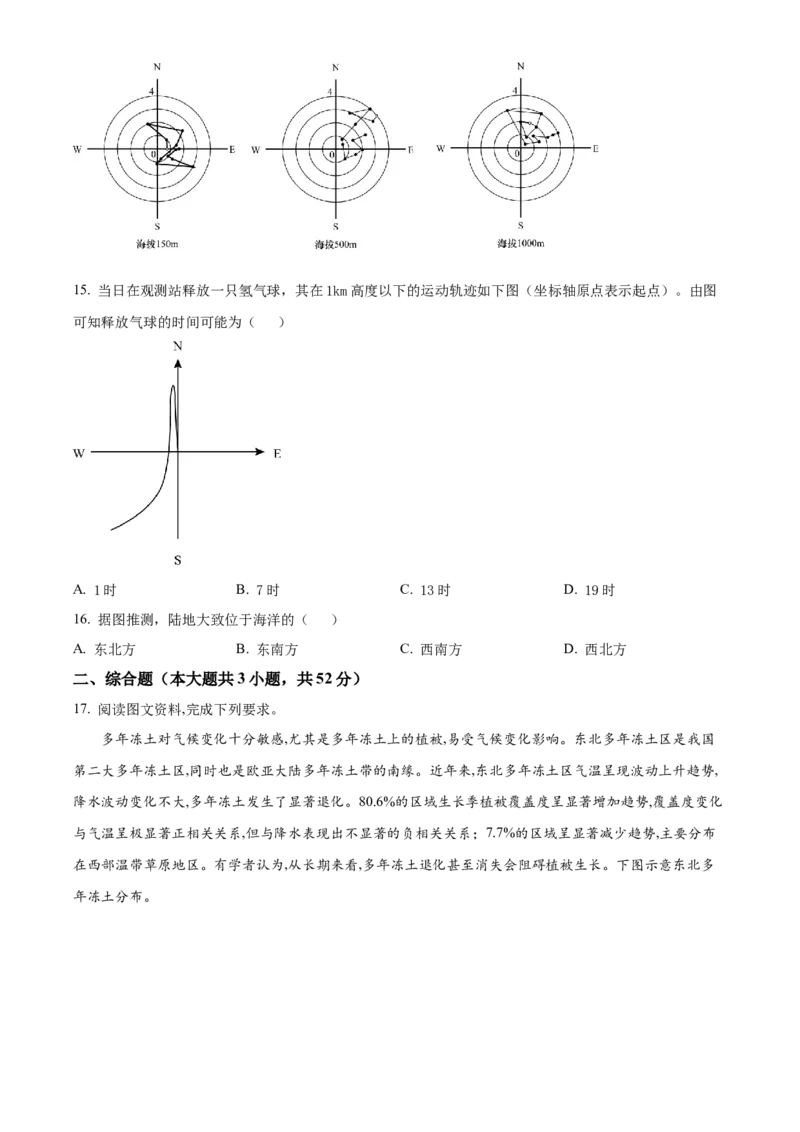 湖南省长沙大学附属中学2024-2025学年高二下学期6月月考地理试题（原卷版）_2025年6月_250627湖南省长沙大学附属中学2024-2025学年高二下学期6月月考