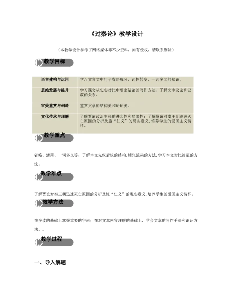 特级教师课堂《过秦论》（教学设计）高中语文选择性必修中册同步教学（统编新版）_4-教培资料-26年最新资料-同步更新_初中高中教资_03科三专项（进去保存报考的学科即可）