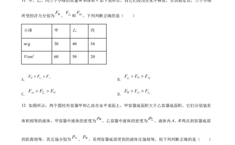 精品解析：2022年北京市中考物理试题（原卷版）_中考真题_4.物理中考真题2015-2024年_2022中考物理真题128份14