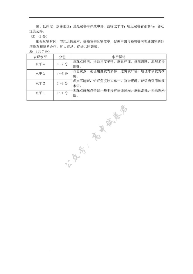 24-25第二学期东城高二地理参考答案_2025年7月_250728北京市东城区2024-2025学年高二下学期期末考试（全科）_北京市东城区2024-2025学年高二下学期期末地理