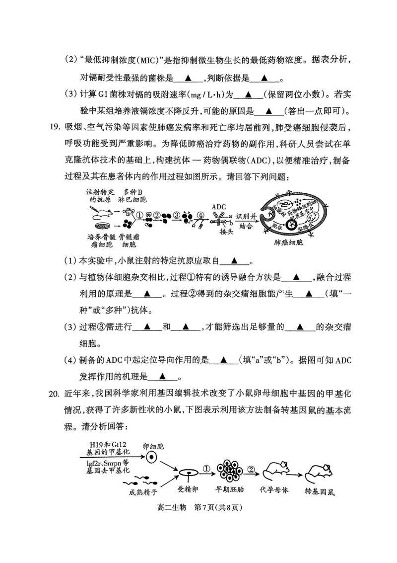 山西省吕梁市2024-2025学年高二下学期期末调研测试生物试题（含答案）_2025年7月_250707山西省吕梁市2024-2025学年高二下学期期末调研测试（全科）