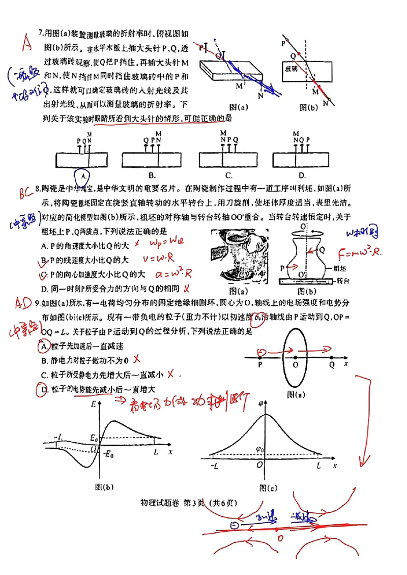 九省江西物理答案（网友版）_九省联考更新中_江西（物地）_九省联考物理（江西）（含答案）