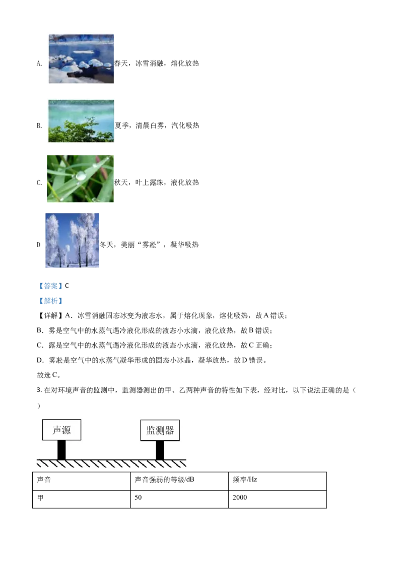 精品解析：2020年内蒙古呼和浩特市中考物理试题（解析版）_中考真题_4.物理中考真题2015-2024年_2020中考物理真题110份_2020年中考真题精品解析物理(内蒙古呼和浩特卷)精编word版
