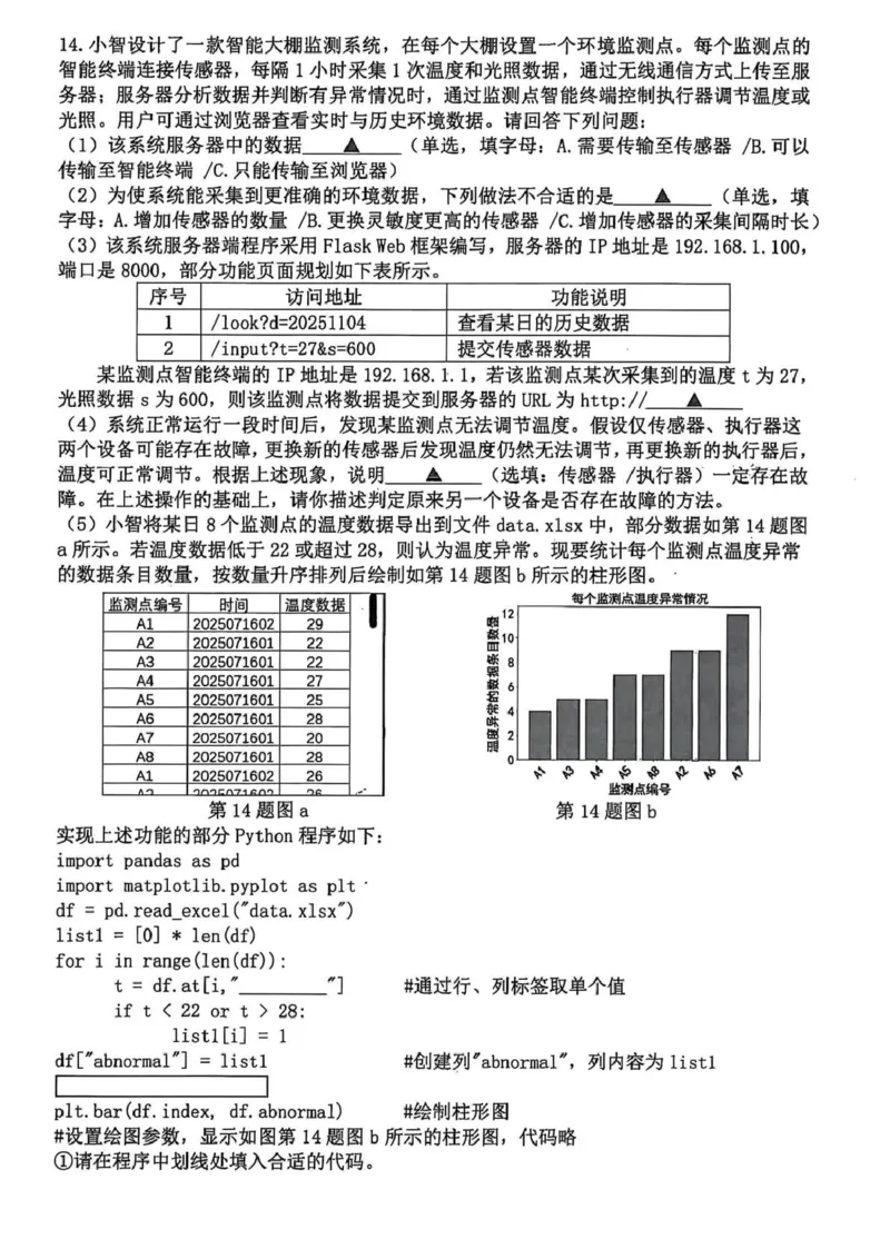 浙江省杭州市2025-2026学年高三上学期教学质量检测技术试题（含答案）_251105浙江省杭州市2025-2026学年高三上学期教学质量检测（全科）