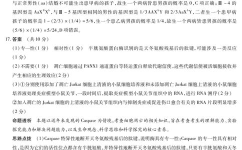 天一大联考&middot;2025-2026学年（上）高三年级天一小高考（二）生物(B卷)答案_251113天一大联考&middot;河南省、陕西省2025-2026学年（上）高三年级天一小高考（二）（全科）