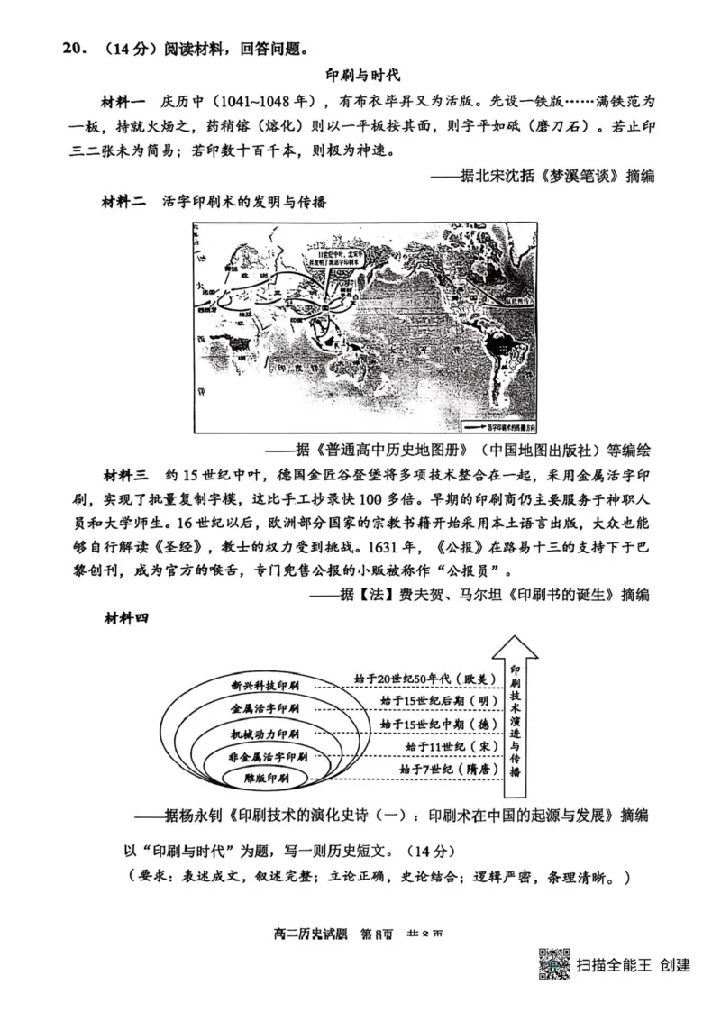 山东省东营市2024-2025学年高二下学期期末质量监测历史试卷（含答案）_2025年7月_250710山东省东营市2024-2025学年高二下学期期末质量监测（全科）