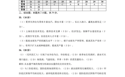 曲靖一中2025届高考决胜全真模拟卷（二）地理答案_2025年6月_250601云南省曲靖一中2025届高考决胜全真模拟卷（二）（全科）