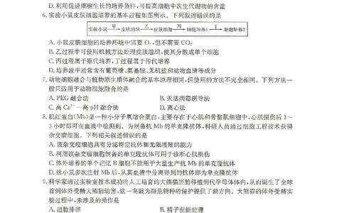河北省邢台市卓越联盟2024-2025学年高二下学期6月月考生物试题_2025年6月_250616河北省邢台市卓越联盟2024-2025学年高二下学期第三次考试（金太阳544B）（全科）(1)