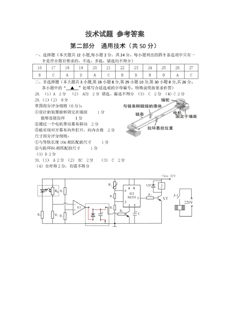 杭州市2024-2025学年高二下学期6月期末考试-技术答案_2025年6月_250625浙江杭州市2024-2025学年高二下学期6月期末考试教学质量检测（全科）