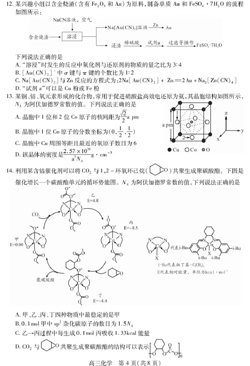 四川省乐山市高中2023级第一次调查研究考试化学_2025年12月_251231四川省乐山市高中2026届高三上学期第一次调查研究考试（全科）