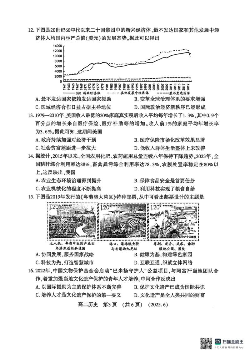 洛阳2024-2025学年6月高二质量检测-历史试卷_2025年6月_250614河南洛阳市2024-2025学年6月高二质量检测（全科）(1)
