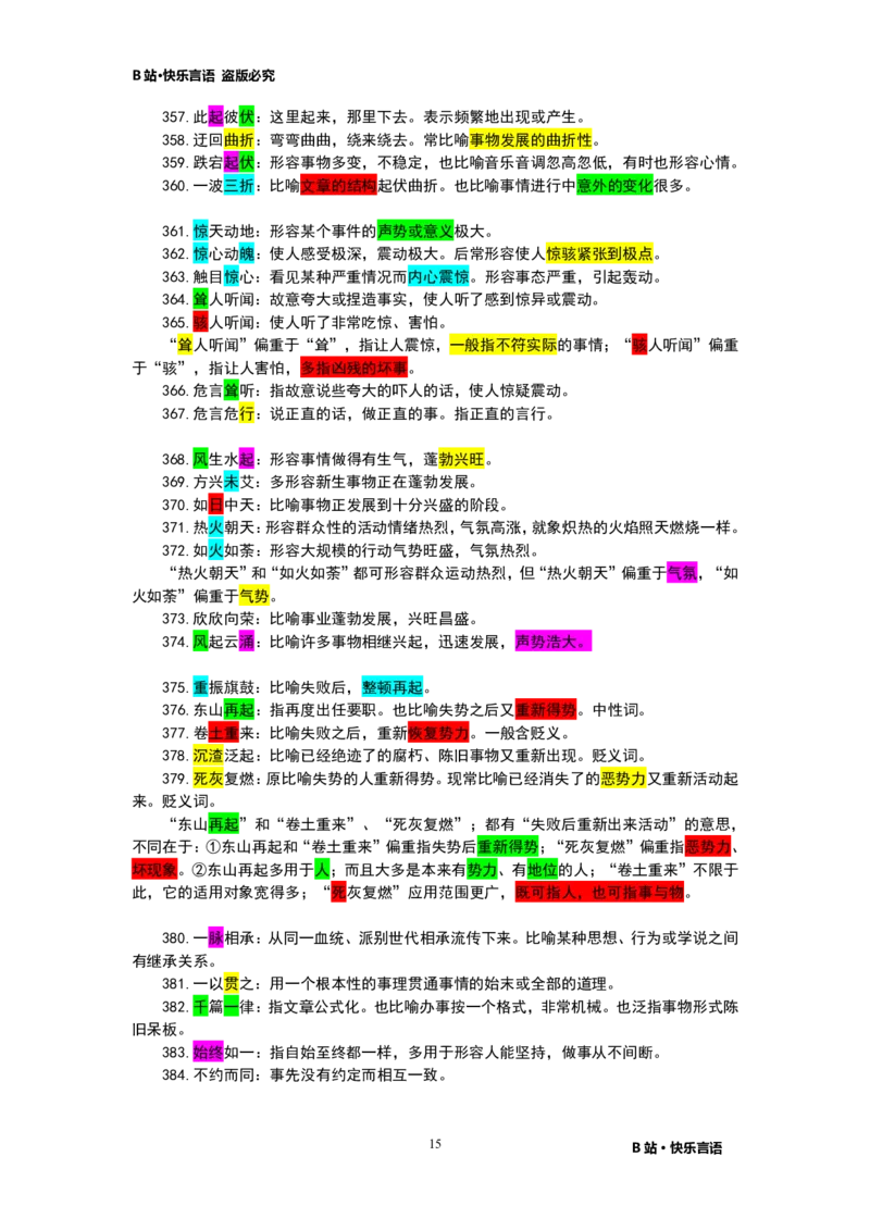 快乐言语500成语_26吉林考备考资料包_04行测资料包（笔记图推导图等）_43公考行测成语500条