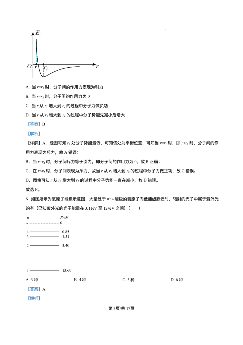 山东省威海市2024-2025学年高二下学期期末考试物理试题+答案_2025年7月_250723山东省威海市2024-2025学年高二下学期期末考试（全科）