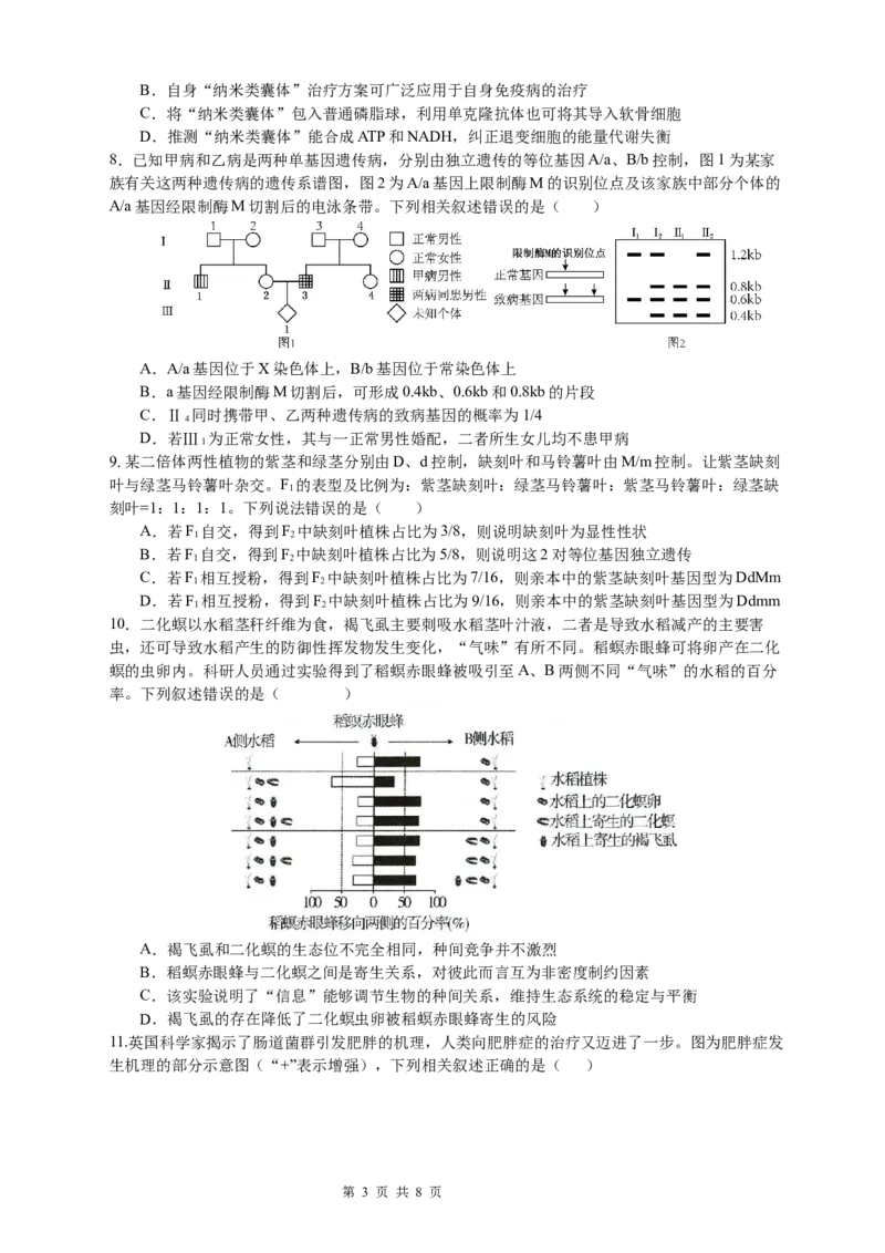 恩施高中、夷陵中学、郧阳中学2025届高三确定卷生物_2025年6月_250601湖北省（恩施高中、夷陵中学、郧阳中学）2025届高三确定卷（全科）