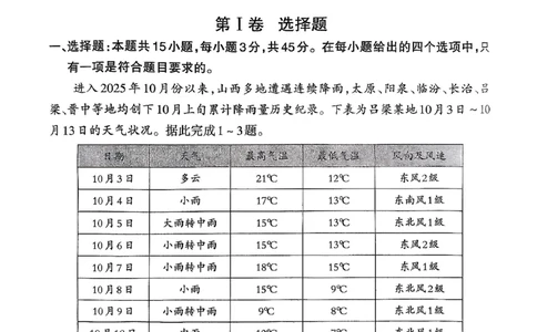 山西省吕梁市2025-2026学年高三上学期阶段性测试地理试题_251102山西省吕梁市2025-2026学年高三上学期阶段性测试（全科）