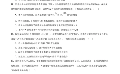 广东省执信中学、汕头市金山中学、深圳外国语学校2026届高三上学期联合调研考试生物Word版含答案