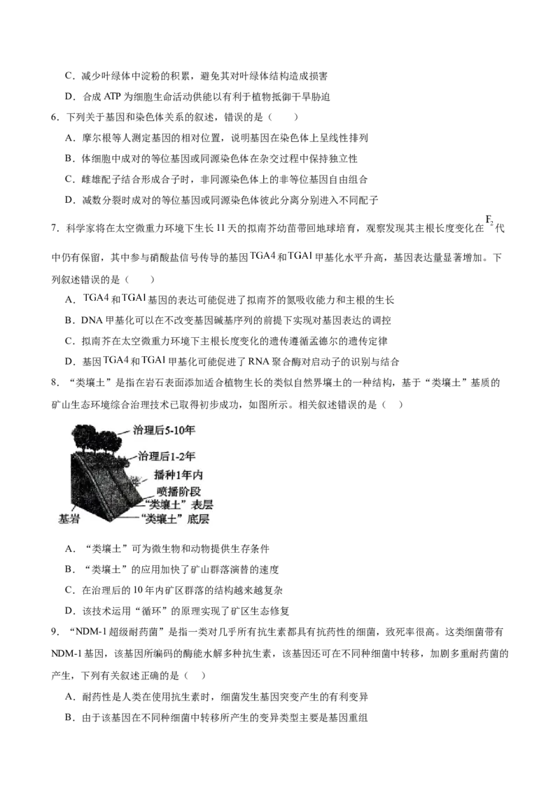 广东省执信中学、汕头市金山中学、深圳外国语学校2026届高三上学期联合调研考试生物Word版含答案