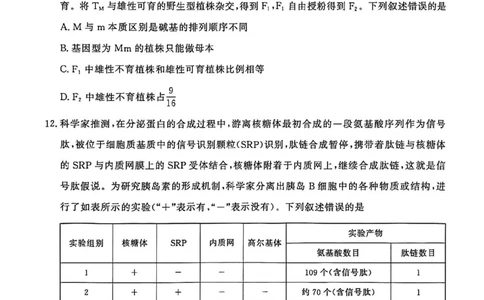 河南省青桐鸣大联考2025&mdash;2026学年高三上学期11月联考生物试卷_12026年试卷教辅资源等多个文件_251117青桐鸣大联考2025-2026学年高三上学期11月月考
