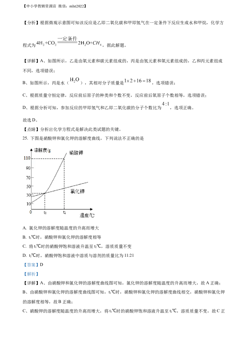 精品解析：2022年北京市中考化学真题（解析版）_中考真题_5.化学中考真题2015-2024年_2022年中考化学真题（127份）14