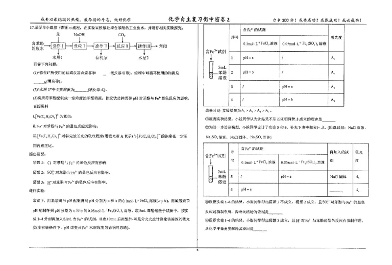 化学四轮冲刺终极押题卷_2025年6月_250605河北省衡水中学2025届高三6月押题密卷