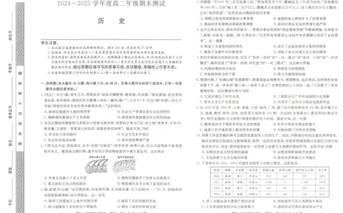 河北省石家庄市2024-2025学年高二年级下学期期末考试历史试题_2025年7月_250711河北卓越联盟2024-2025学年度高二年级期末测试25-L-885B