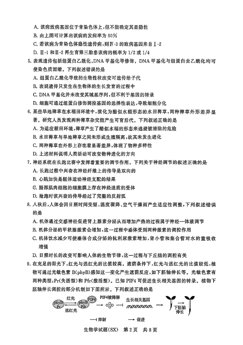 T8生物试题_2025年12月_251225山西省2026届高三第一次八省联考（T8联考）（全科）