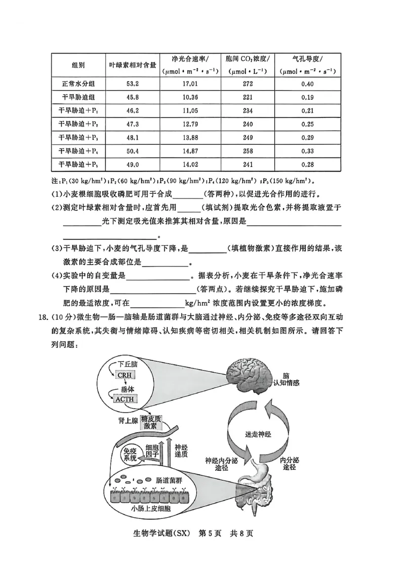T8生物试题_2025年12月_251225山西省2026届高三第一次八省联考（T8联考）（全科）
