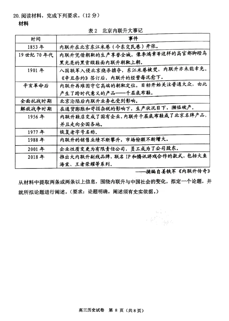 丹东市2023-2024上学期期末高三历史试题_2024届辽宁省丹东市高三上学期期末教学质量监测_辽宁省丹东市2024届高三上学期期末教学质量监测历史_历史