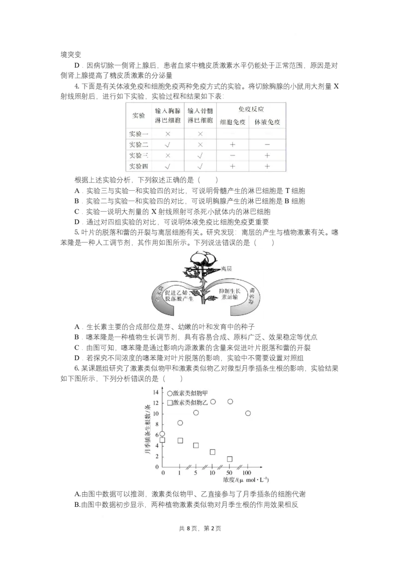 湖北省孝感市部分高中联考2024-2025学年高二下学期7月期末生物试题_2025年7月_250704湖北省孝感市部分高中2024-2025学年高二下学期7月期末联考（全科）