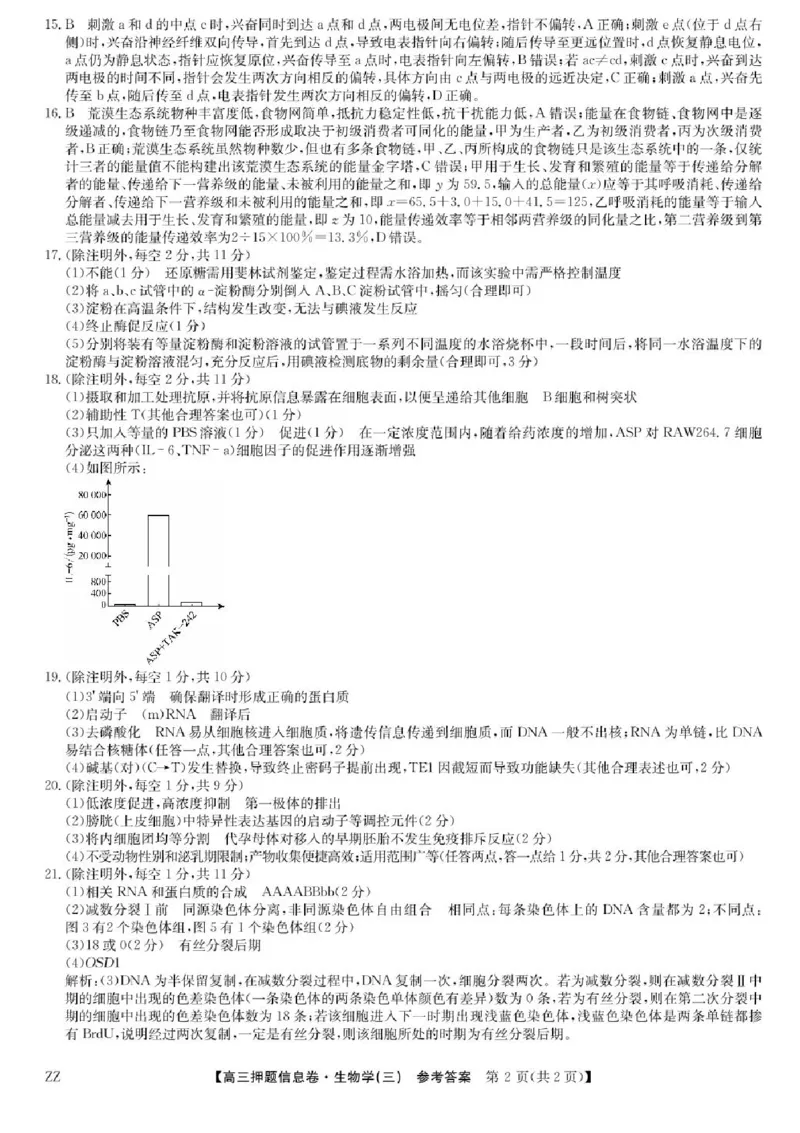 2024-2025学年高三下学期5月押题信息卷（三）生物试卷+答案_2025年6月_250602九师联盟2025届高三押题信息卷（三）（全科）