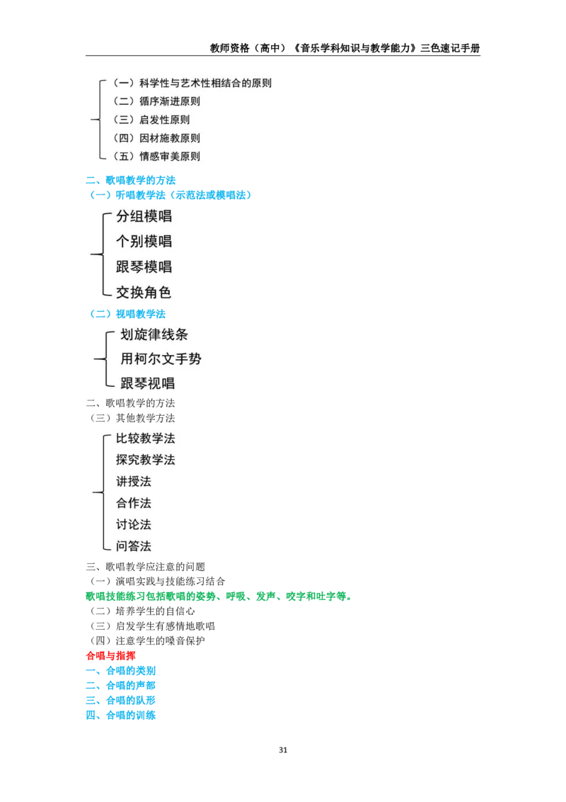教师资格《（高中）音乐》三色速记手册_4-教培资料-26年最新资料-同步更新_初中高中教资_03科三专项（进去保存报考的学科即可）_03科三初高中三色笔记（无水印版）_高中