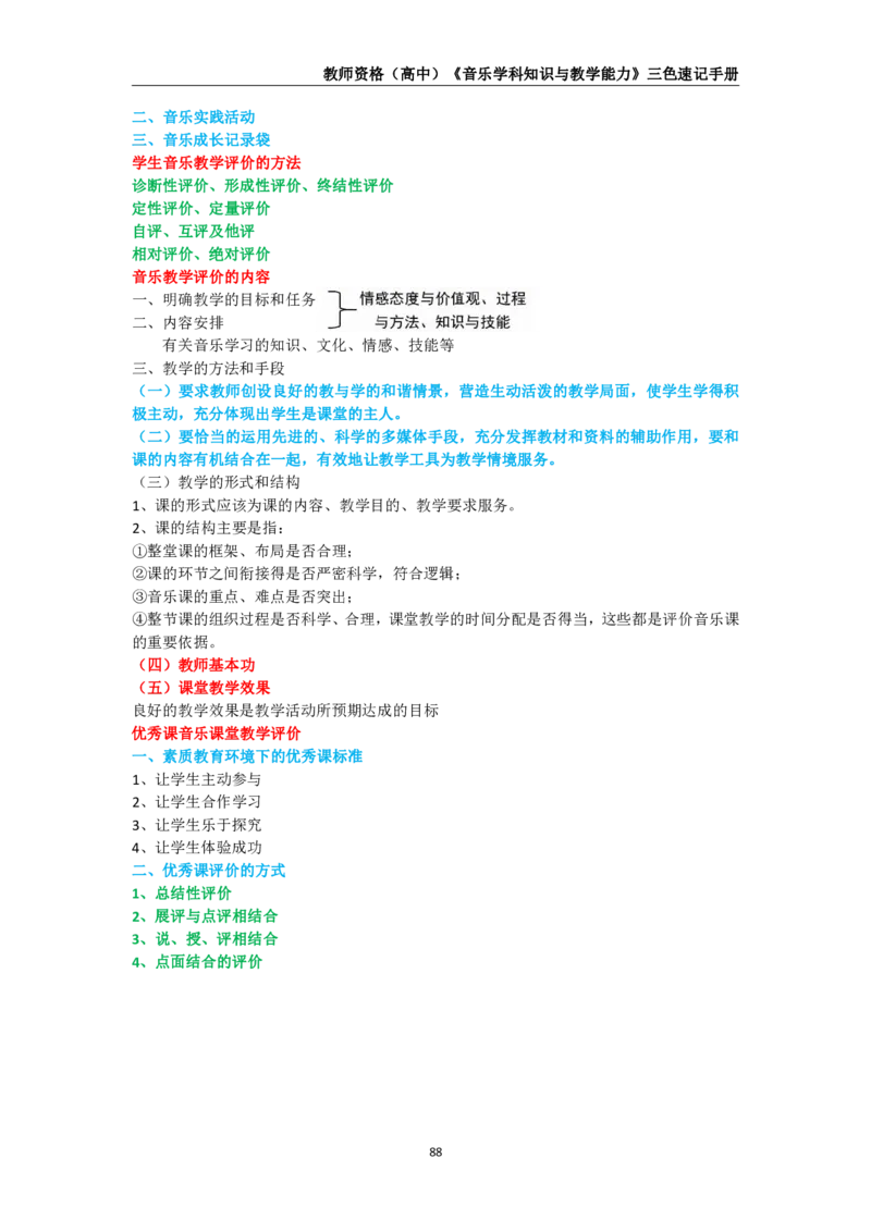 教师资格《（高中）音乐》三色速记手册_4-教培资料-26年最新资料-同步更新_初中高中教资_03科三专项（进去保存报考的学科即可）_03科三初高中三色笔记（无水印版）_高中