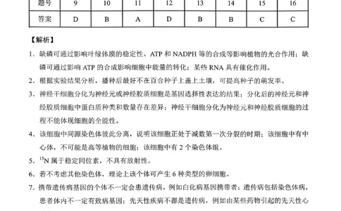 云南师大附中2026届高考适应性月考卷（五）生物答案_2025年12月_251202云南师大附中2026届高考适应性月考卷（五）（全科）_云南师大附中2026届高考适应性月考卷（五）生物