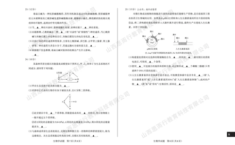 2023-2024学年高三年级一轮复习终期考试试题生物学_2024届山西省高三年级一轮复习终期考试_山西省2024届高三年级一轮复习终期考试生物