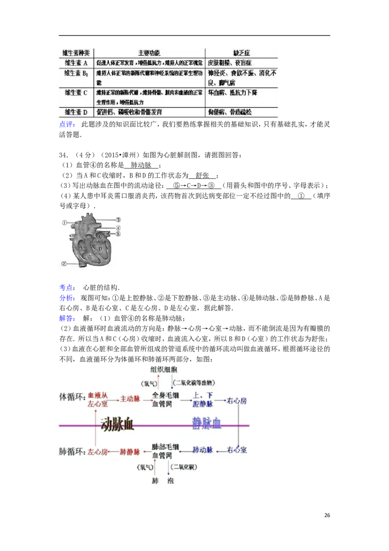福建省漳州市2015年中考生物真题试题（含解析）_中考真题_8.生物中考真题2015-2024年_2015年全国中考生物74份