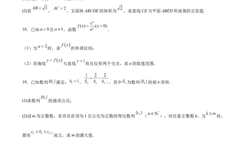 广东省执信中学、汕头市金山中学、深圳外国语学校2026届高三上学期联合调研考试数学Word版含答案
