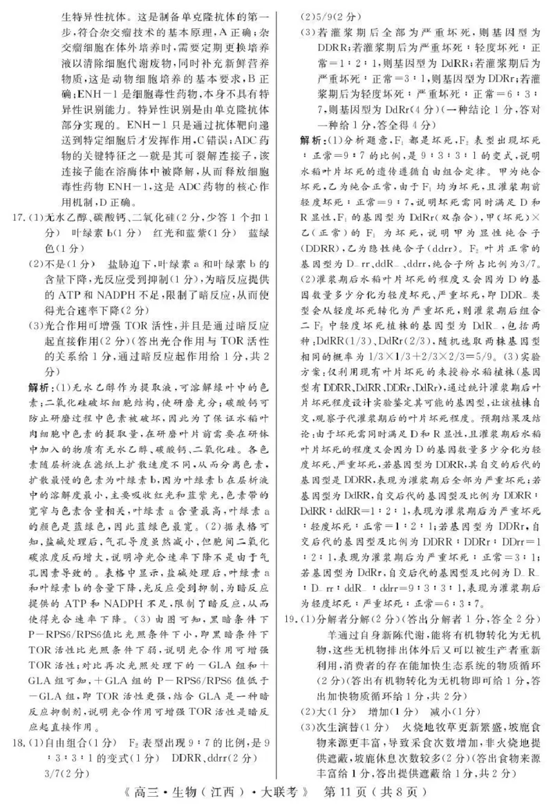2026届高中联盟12月高三联考生物答案_2025年12月_251224江西省赣抚吉十二校联盟体2026届高三12月联考（全科）