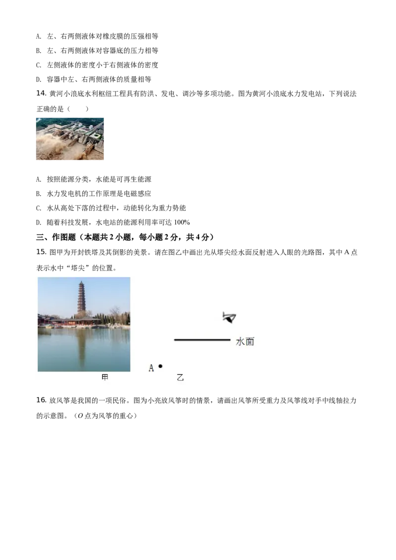 精品解析：2021年河南省中考物理试题（原卷版）_中考真题_4.物理中考真题2015-2024年_地区卷_河南中考物理08-22（河南省统一试卷）