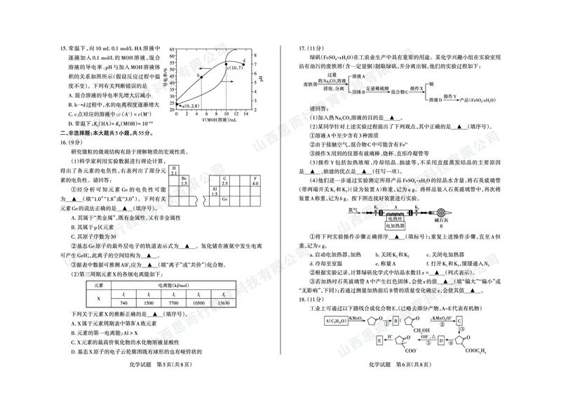 2023-2024学年高三年级一轮复习终期考试试题化学_2024届山西省高三年级一轮复习终期考试_山西省2024届高三年级一轮复习终期考试化学