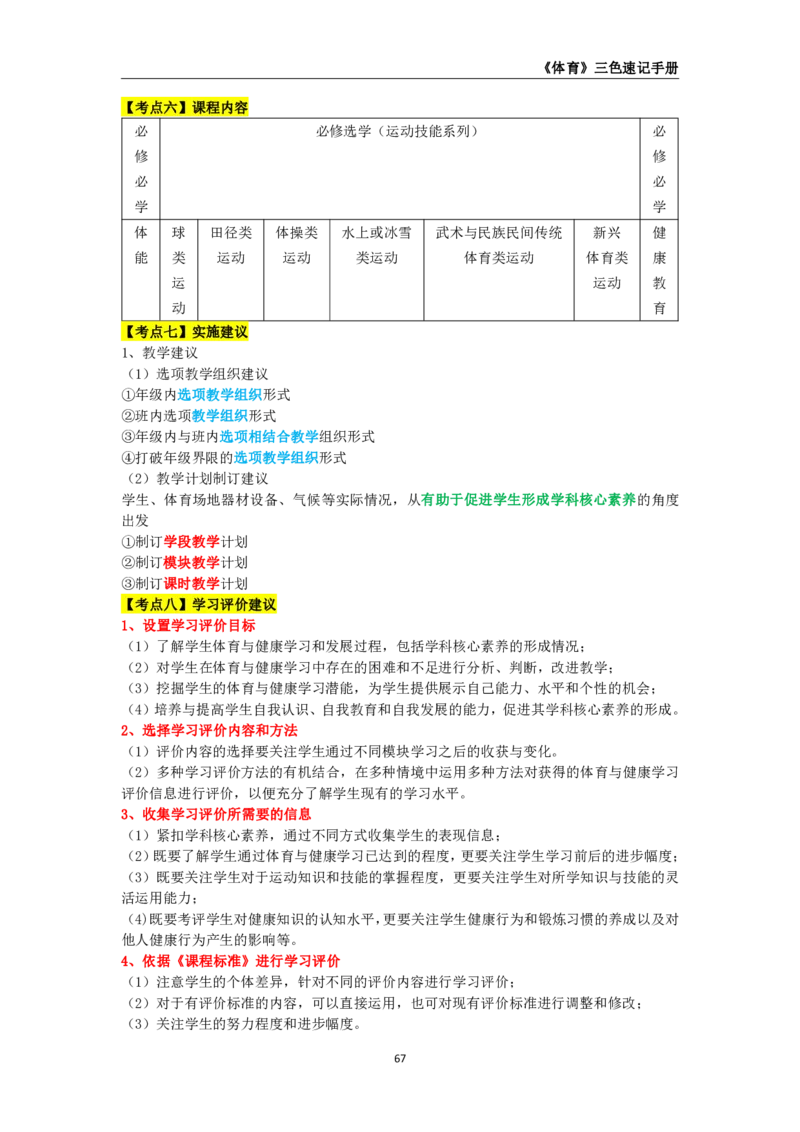 教师资格《（高中）体育与健康》三色速记手册_4-教培资料-26年最新资料-同步更新_初中高中教资_03科三专项（进去保存报考的学科即可）_03科三初高中三色笔记（无水印版）_高中