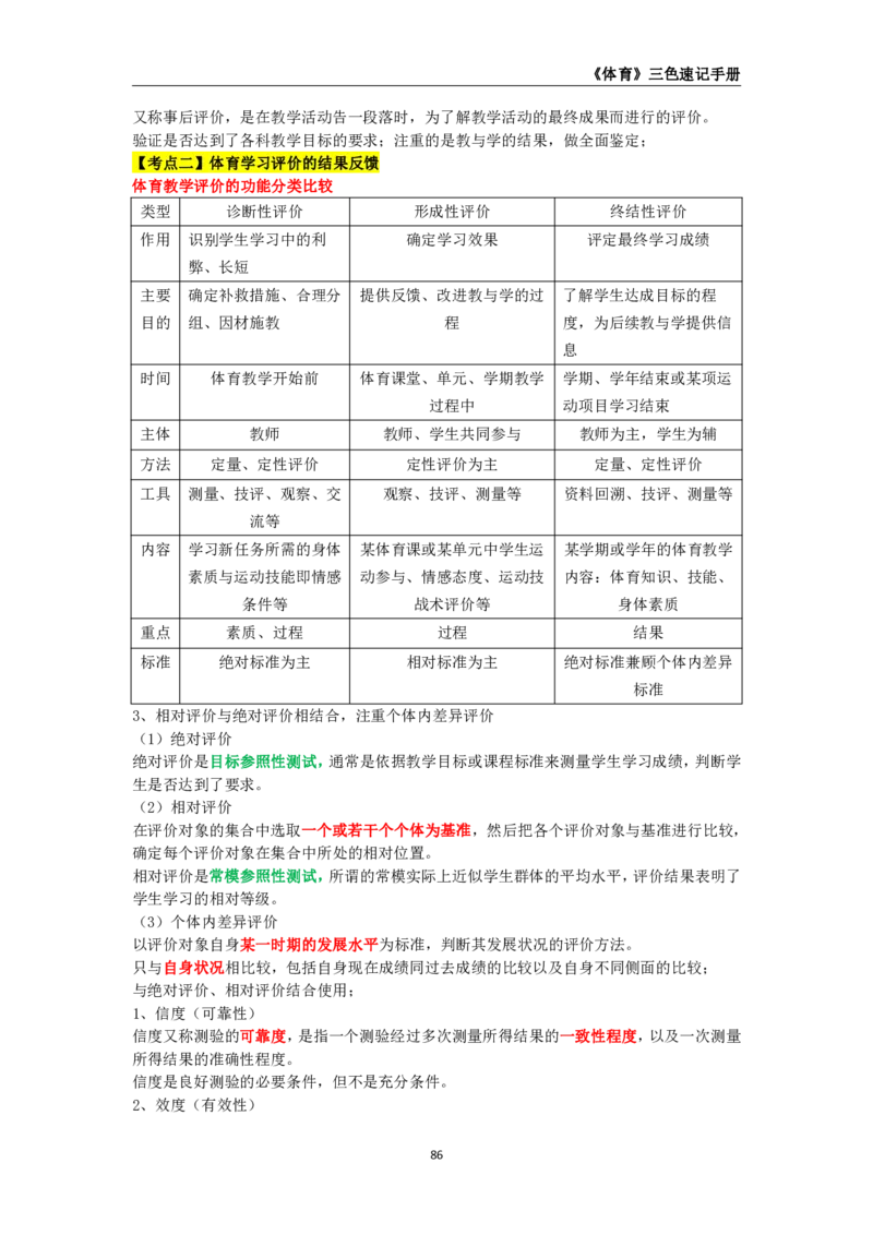 教师资格《（高中）体育与健康》三色速记手册_4-教培资料-26年最新资料-同步更新_初中高中教资_03科三专项（进去保存报考的学科即可）_03科三初高中三色笔记（无水印版）_高中