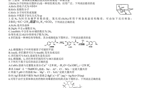 2024年大连市高三双基测试卷化学_2024年1月_01每日更新_17号_2024届辽宁省大连市高三上学期期末双基测试_辽宁省大连市2024届高三上学期期末双基测试化学