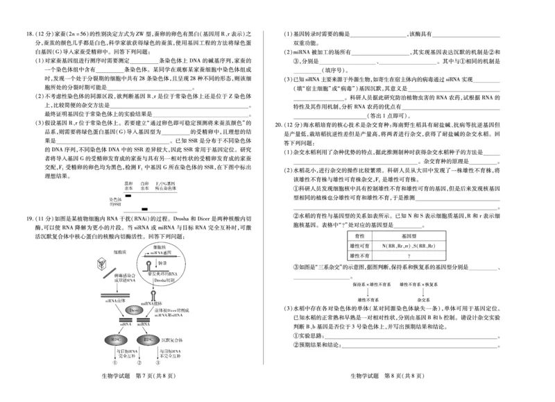 生物天一大联考&middot;安徽省高三上学期11月期中联考_251115天一大联考&middot;安徽省高三上学期11月期中联考（全科）