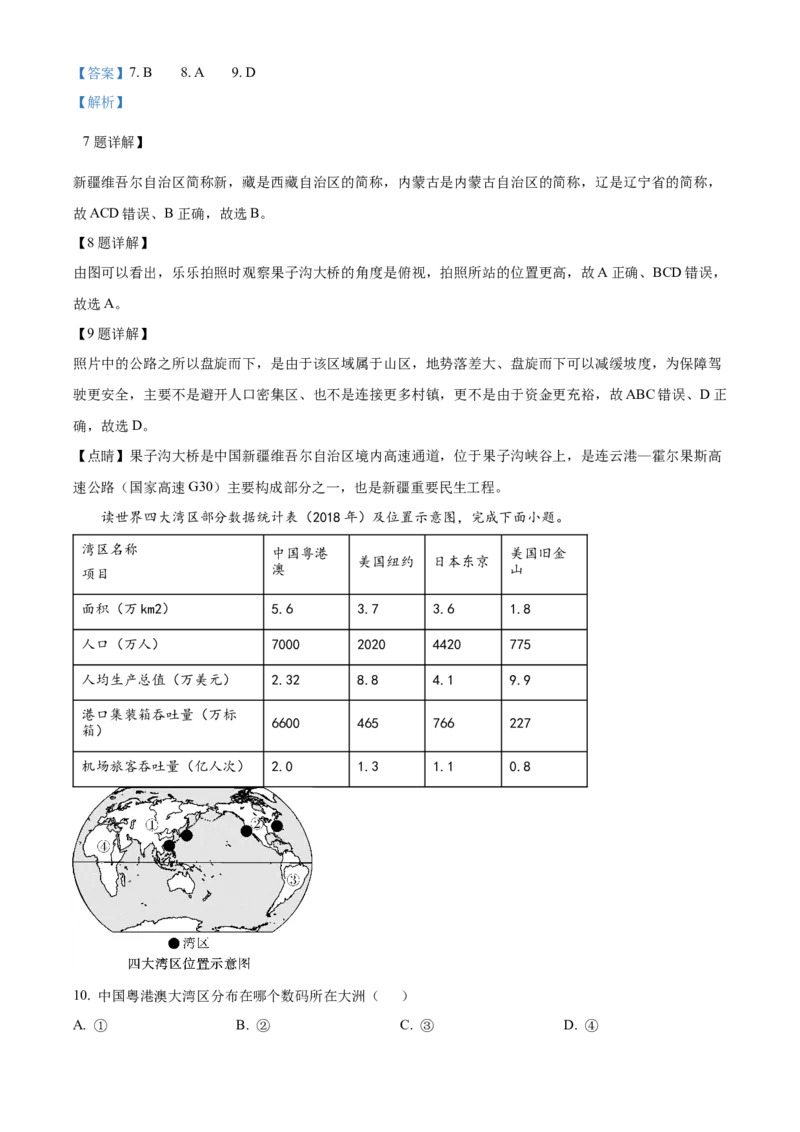 精品解析：2022年四川省乐山市中考地理真题（解析版）_中考真题_9.地理中考真题2015-2024年_2022中考地理真题98份18