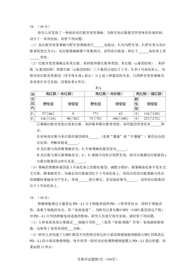 玉溪一中2025&mdash;2026学年上学期高三适应性测试（六）生物_251102云南省玉溪一中2025&mdash;2026学年上学期高三适应性测试（六）