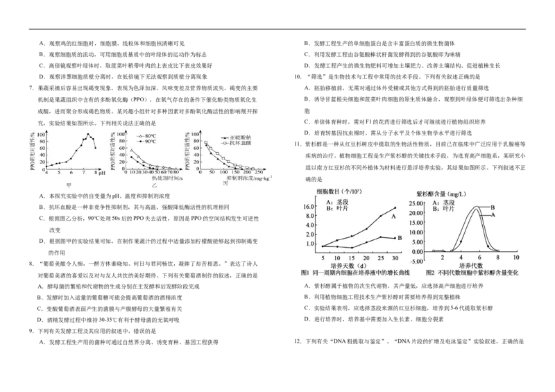 吉林省长春市朝阳区长春外国语学校2024-2025学年高二下学期7月期末生物试题（含答案）_2025年7月_250723吉林省普通高中G8教考联盟2024-2025学年下学期期末考试