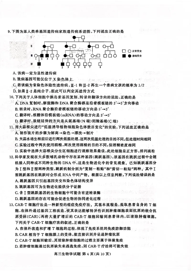 山东高考质量测评联盟大联考&middot;高三12月联考生物_2025年12月_251223山东高考质量测评联盟大联考&middot;高三12月联考（全科）_山东高考质量测评联盟大联考&middot;高三12月联考生物