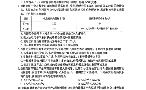 湖南省衡阳市2024-2025学年高二下学期7月期末考试生物试卷（含答案）_2025年7月_250713湖南省衡阳市2024-2025学年高二下学期7月期末考试（全科）