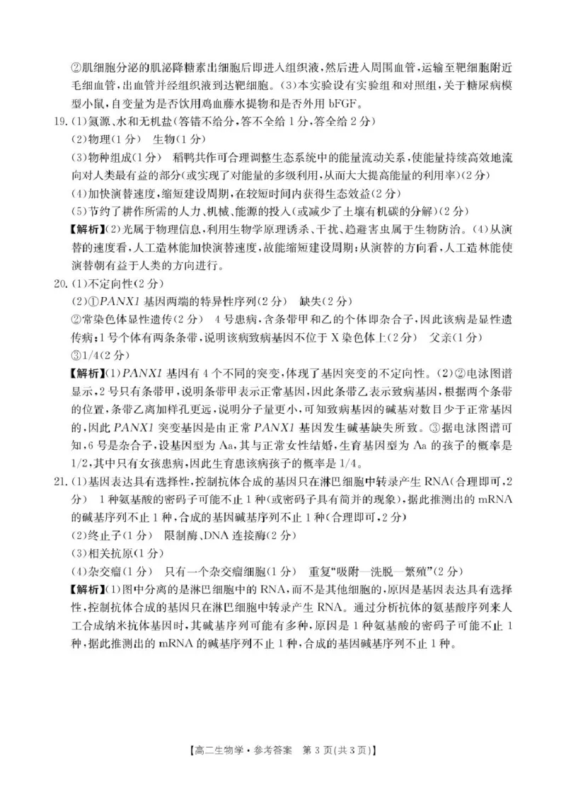 湖南省衡阳市2024-2025学年高二下学期7月期末考试生物试卷（含答案）_2025年7月_250713湖南省衡阳市2024-2025学年高二下学期7月期末考试（全科）